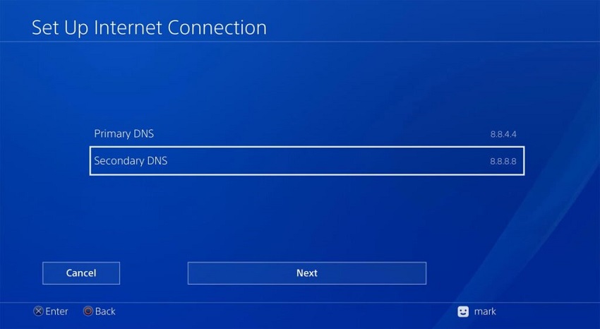 Primary and Secondary DNS for PS4