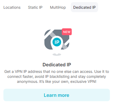 Surfshark created Dedicated IP