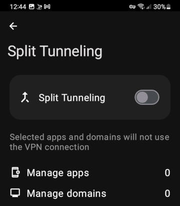 IPVanish Android app Split Tunneling