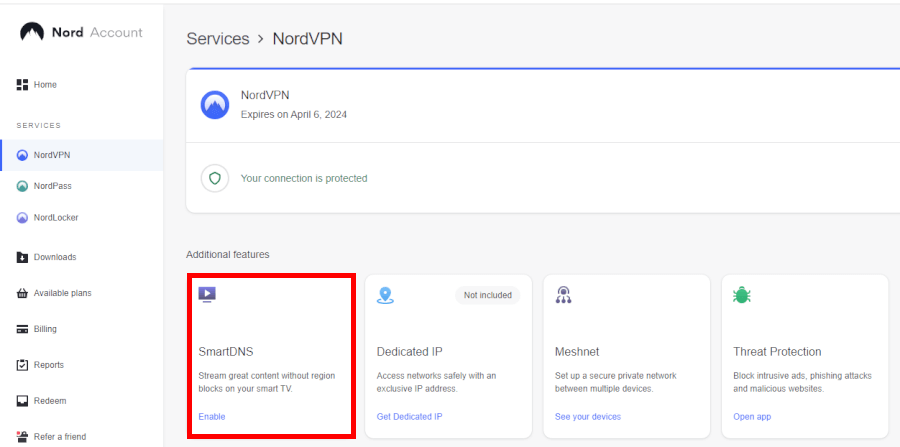 NordVPN smart DNS