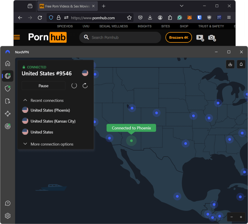 Pornhub connected through Phoenix