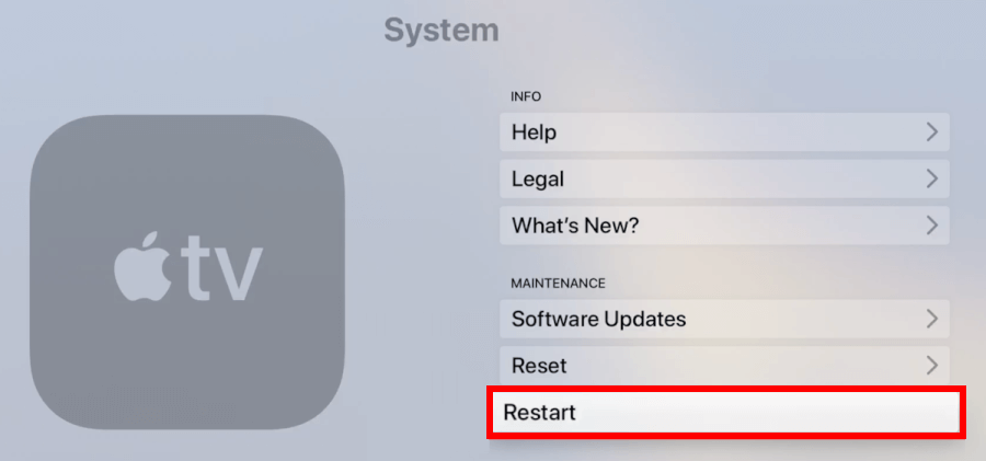 Apple TV restart