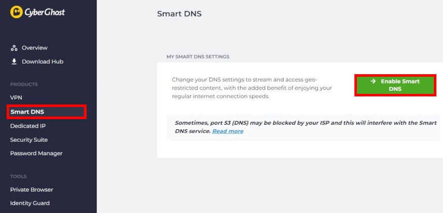 CyberGhost  smart DNS