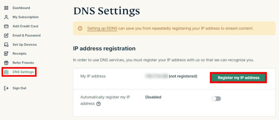 ExpressVPN register IP address