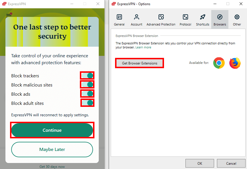 ExpressVPN security settings