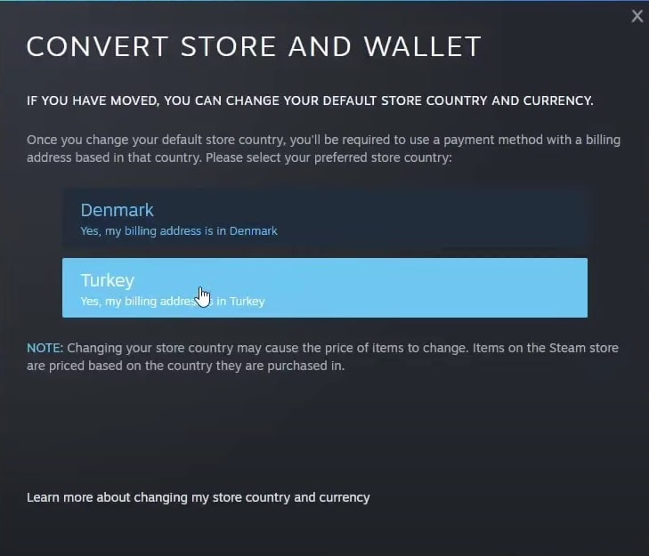 VPN for Steam: Convert store and wallet currency