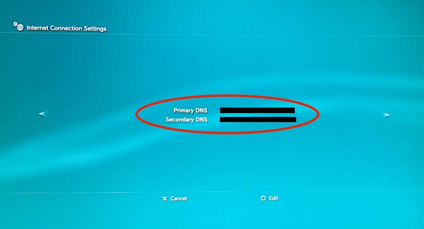 Input primary and secondary DNS on PlayStation 3