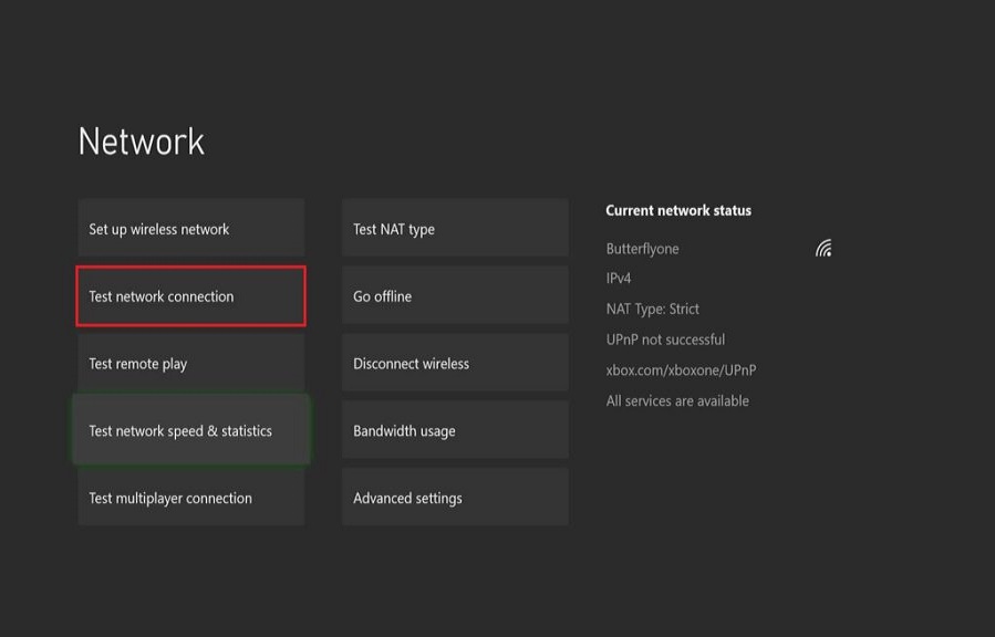 Test Network Connection Xbox Series X
