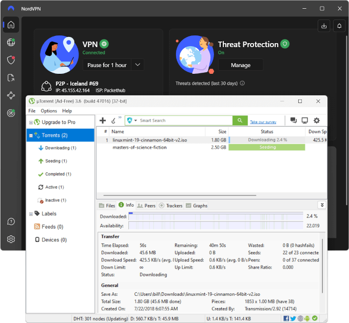 NordVPN and uTorrent working nicely together