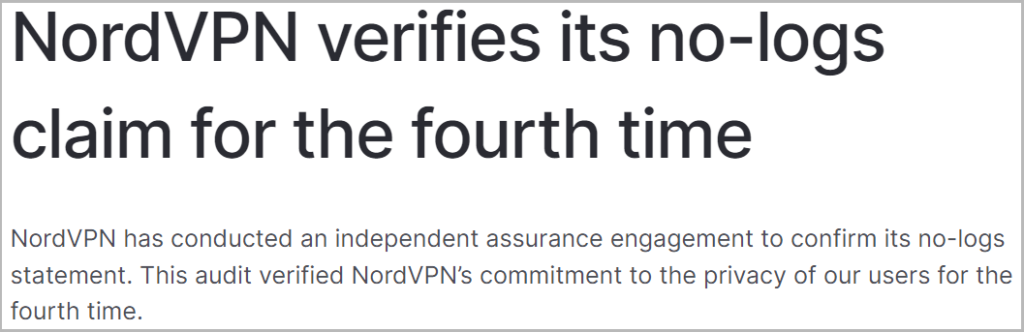 NordVPN No-Logs Audit #4