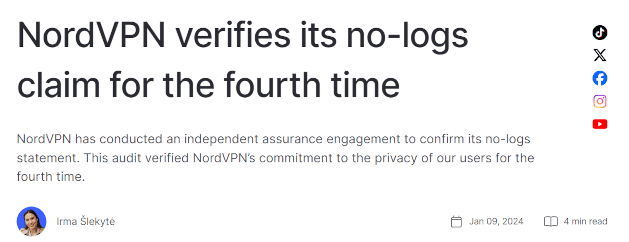 NordVPN No-Logs Audit #4