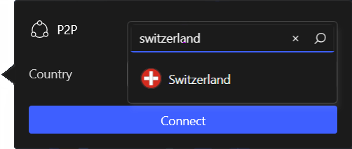 Selecting P2P servers in Switzerland