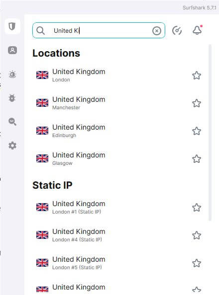 Connecting to a UK server Surfshark