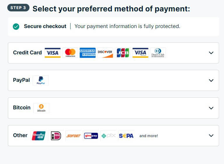 ExpressVPN payment options
