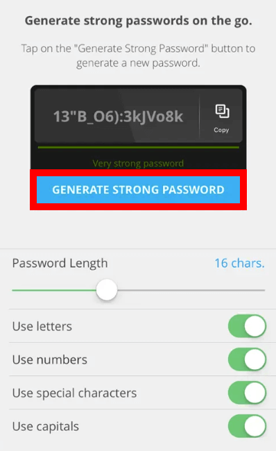 McAfee password generator