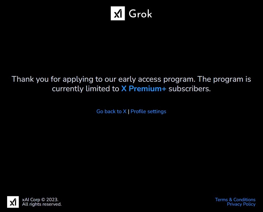 Grok AI is unavailable without X Premium+ subscription