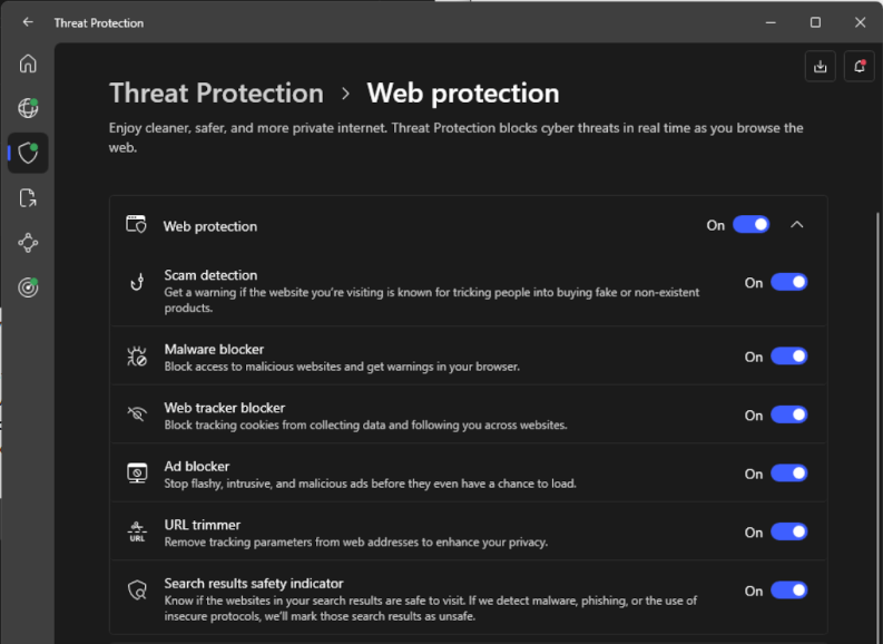 NordVPN Threat Protection > Web Protection