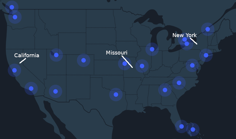 Missouri relative to New York and California