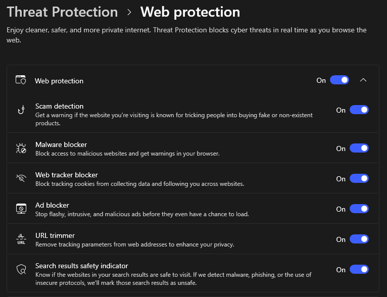 NordVPN Threat Protection Web Protection options