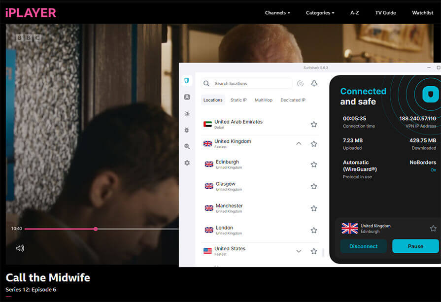 Surfshark streaming BBC iPlayer