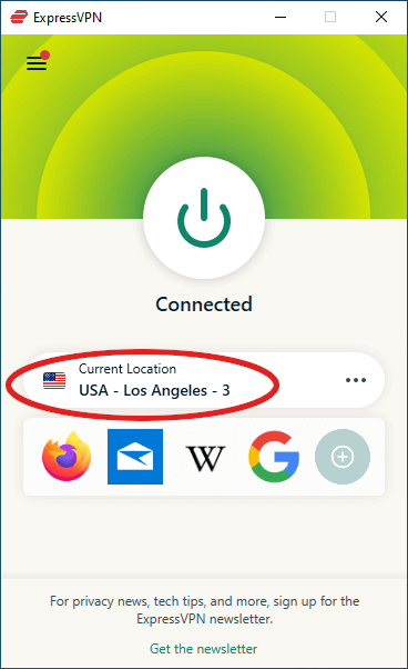 ExpressVPN connected to LA for Utah residents