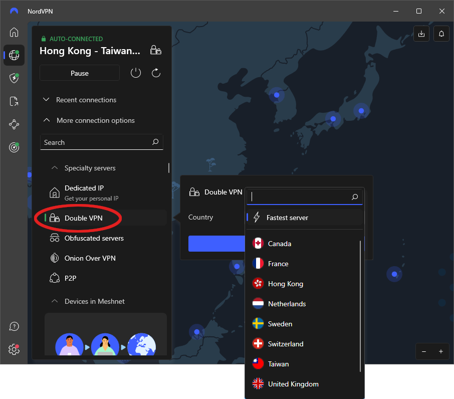 NordVPN Double VPN servers