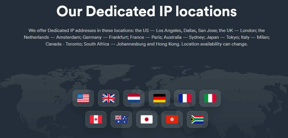 Surfshark dedicated IP locations