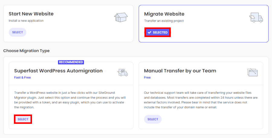 SiteGround migrate site